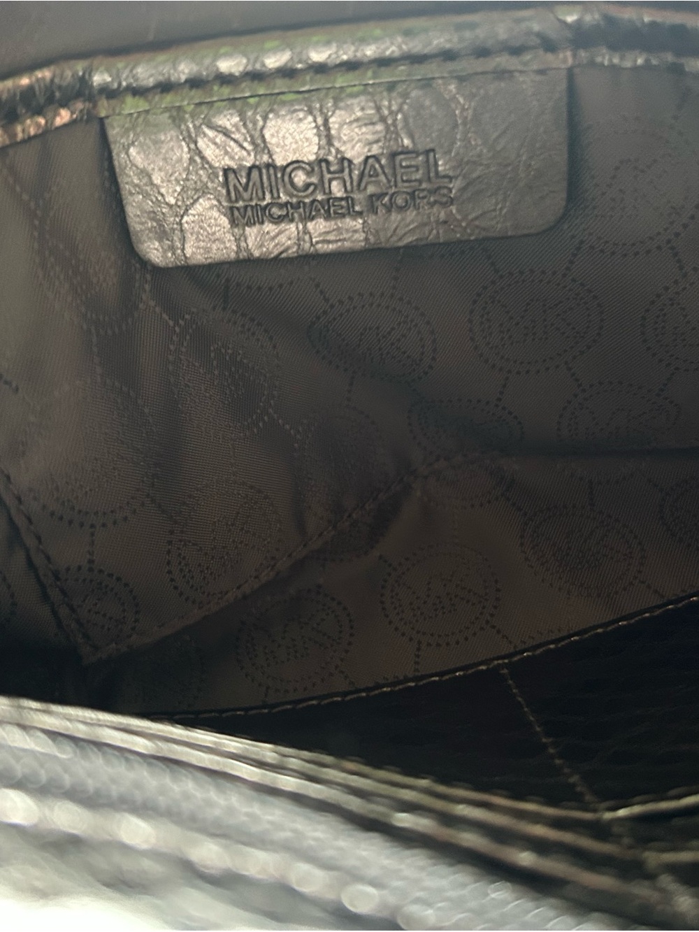 Michael Kors Silver Metallic Snake-Embossed Shoulder Bag - Picture 3 of 6
